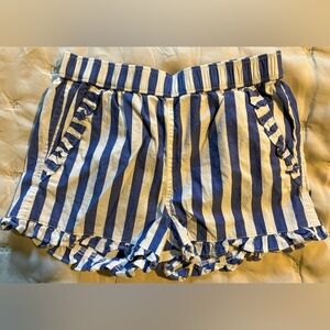 Crewcuts Navy and White Striped Ruffle-Hem Shorts